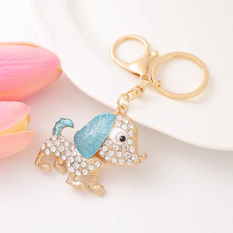 Llavero de Perro de Metal con Strass Lindo Colgante de Bolso de Perro Anillo de Llave de Strass Moda Animal Llavero Accesorio para Mujer