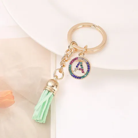 Style Coréen Cristal Strass Lettre Gland Porte-clés Femmes Mode Métal Sac Pendentif Voiture Porte-clés Joli Cadeau Bijoux