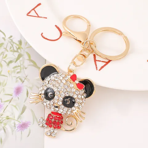 Portachiavi Gatto in Metallo con Strass Simpatico Ciondolo Animale da Borsa Catena Chiavi Cristallo Scintillante Anello Chiave Auto Accessori Regalo