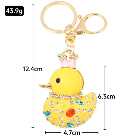 Crown Duck Keychain Cute Rhinestone Zinc Alloy Bag Pendant Key Ring Fashion Jewelry Accessories Gift For Women