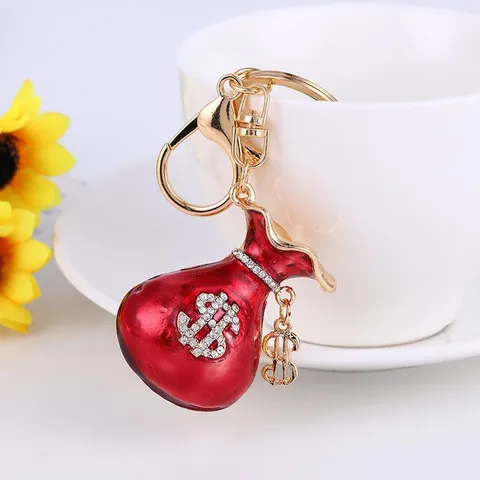 Zinklegierung Strass Geldbeutel Schlüsselanhänger Dollarzeichen Anhänger Metall Schlüsselbund Mode Handtasche Charm Schmuck Geschenk