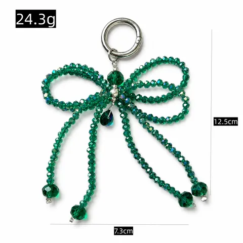 Crystal Bow Keychain Cute Rhinestone Beaded Bag Pendant Car Key Ring Phone Chain Fashion Jewelry Gift for Women