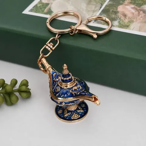 Porte-clés Strass Lampe Magique Vintage Alliage de Zinc Pendentif de Sac Chaîne de Clés de Voiture