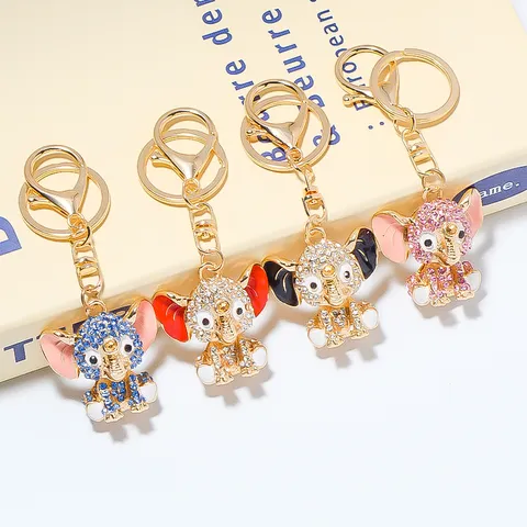 Portachiavi a Forma di Elefante a Cartone Animato Carino Strass Metallo Animale Auto Zaino Accessorio Portachiavi Regalo