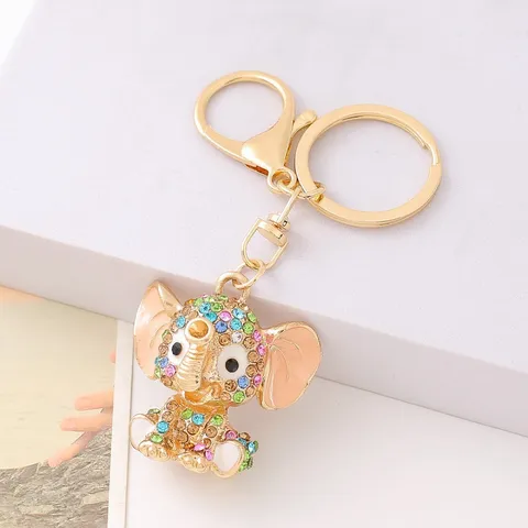 Portachiavi a Forma di Elefante a Cartone Animato Carino Strass Metallo Animale Auto Zaino Accessorio Portachiavi Regalo