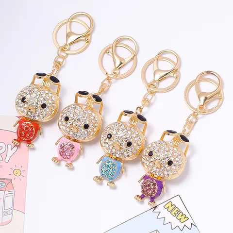 Llavero Creativo de Cerdo con Strass Aleación de Metal Colgante de Animal Lindo Bolso Colgante Ornamento Coche Anillo de Llaves Cadena Regalo
