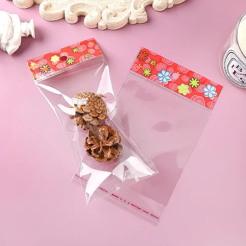 Transparente OPP Selbstklebende Verpackungsbeutel Mit Blumigem Header-Karte Und Aufhängeloch Für Schmuck Kleidung Einzelhandel Lagerung