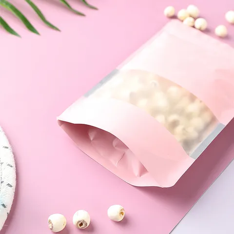 Mattierte PET CPP Standbodenbeutel Für Lebensmittel Mit Sichtfenster Wiederverschließbare Zip Lock Beutel Für Nüsse Snacks Kaffee