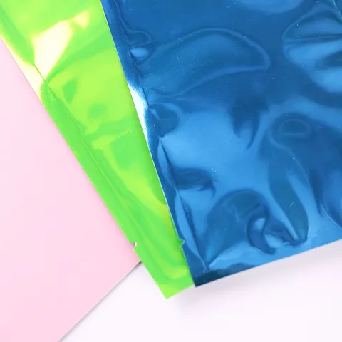 Farbige Aluminisierte Folie Flachbeutel Heißsiegel Mylar Beutel Für Lebensmittel Kosmetik Pulver Verpackung Geruchsdicht Aufreißkerbe