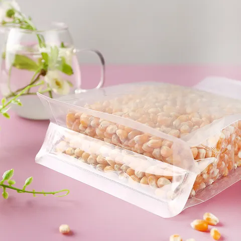 Acht Seiten Siegel Standbeutel Klar Lebensmittelecht Wiederverwendbare Ziplock Beutel Für Getreide Süßigkeiten Snack Lagerung Transparente Kunststoff Verpackungsbeutel
