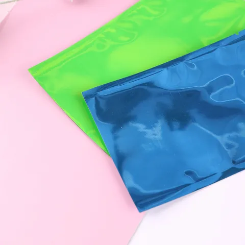 Farbige Aluminisierte Folie Flachbeutel Heißsiegel Mylar Beutel Für Lebensmittel Kosmetik Pulver Verpackung Geruchsdicht Aufreißkerbe