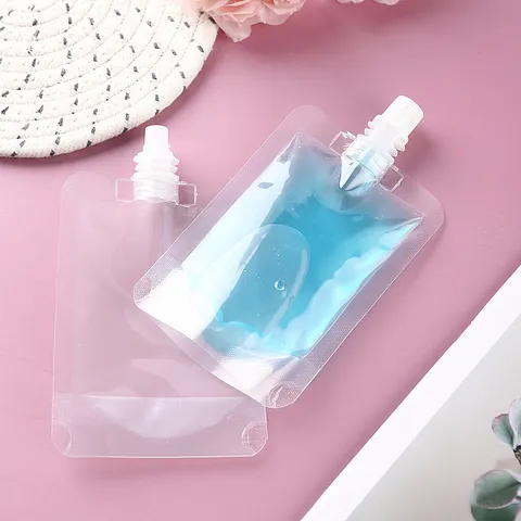 Transparente Standbeutel Mit Ausgießer Für Flüssige Säfte Getränke Wiederbefüllbare Auslaufsichere Plastikbeutel Mit Schraubverschluss