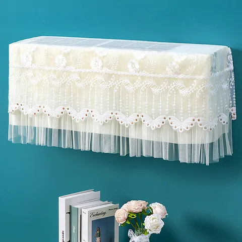 Copertura per Condizionatore Sospesa con Ricamo in Pizzo Minimalista Protezione Completa Lavabile Decorazione per la Casa