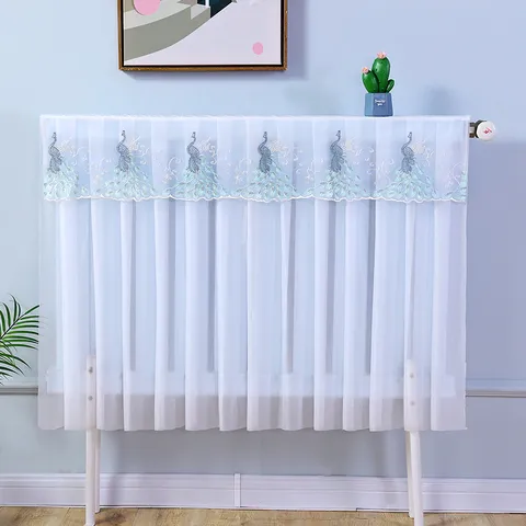 Minimalist Lace Radiator Cover Polyester Dustproof Protective Curtain Full Coverage Home Heater Protector