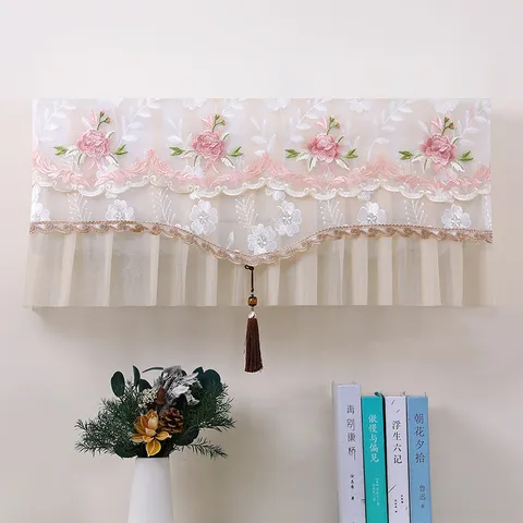 Nuovo Stile Cinese Floreale di Peonia Ricamato Copertura per Condizionatore d'Aria Pizzo Nappa Pacchetto Completo Protettore AC Decorazione Casa