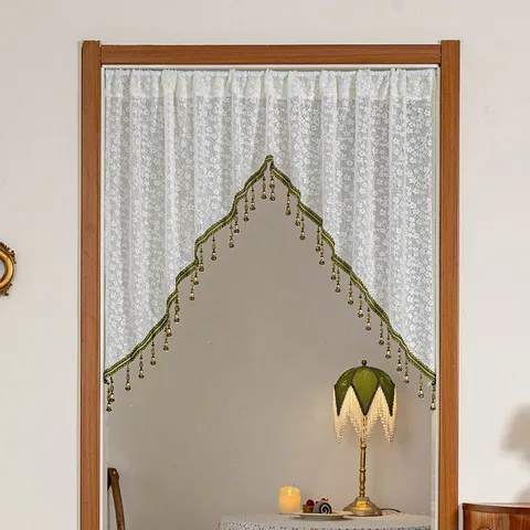Spitzen Türvorhang Blumen Design Heim Schlafzimmer Trennwand Fenster Vorhang Anti-Mücke Quaste Perlen Dekorative Vorhang