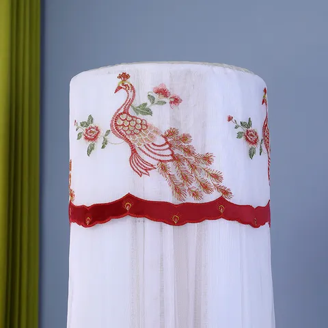 Vertical Cylinder Air Conditioner Cover Dustproof Lace Embroidered Peacock Living Room Home Decor Protector