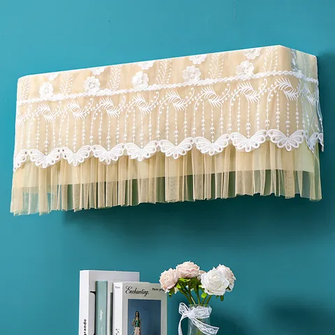 Copertura per Condizionatore Sospesa con Ricamo in Pizzo Minimalista Protezione Completa Lavabile Decorazione per la Casa