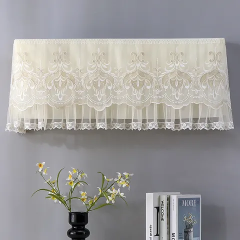 Lace Air Conditioner Dust Cover Embroidered Wall Mounted AC Unit Protector Home Bedroom Dustproof Cover Decor