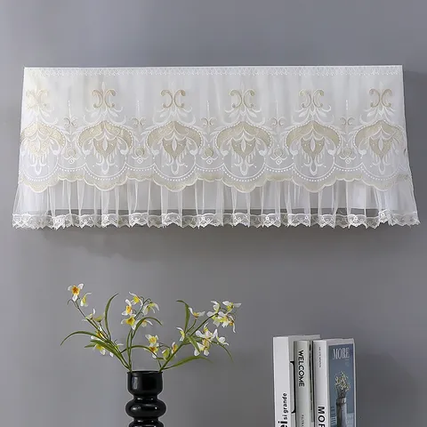 Lace Air Conditioner Dust Cover Embroidered Wall Mounted AC Unit Protector Home Bedroom Dustproof Cover Decor