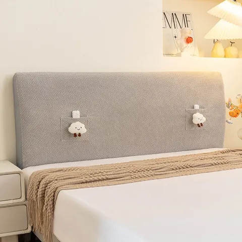 Elastischer Samt Betthauptbezug Rundum Staubdichter Schutz Massivholz Betthaupt Überzug Schlafzimmer Deko