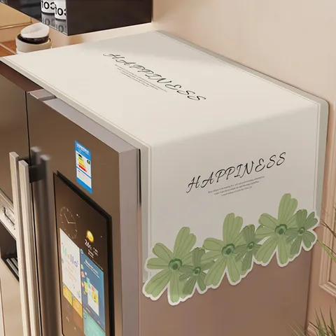 Creme Stil Floral Kühlschrank Staubschutzhülle Stoff Schutz Haushaltswaschmaschine Abdeckung Tuch Dekor