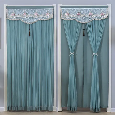 Lace Anti-Mosquito Door Curtain Modern Minimalist Mesh Floral Embroidery Privacy Room Divider For Bedroom Living Room