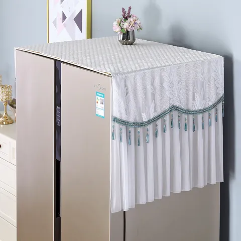 Lace Refrigerator Dust Cover And Washing Machine Protector Polyester Dustproof Cloth Home Decoration