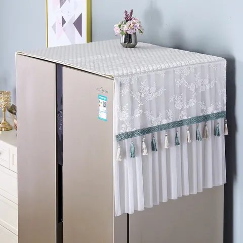 Lace Refrigerator Dust Cover And Washing Machine Protector Polyester Dustproof Cloth Home Decoration