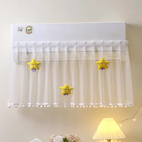 Wall Mounted Air Conditioner Dust Cover Lace Mesh Anti Direct Blow Protector Home Decorative Dustproof Curtain