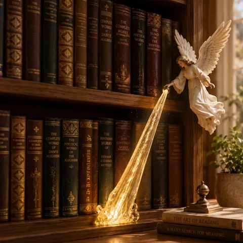 Décor de Faisceau de Bibliothèque Ange Faisceau Doré Figurine D'Ange Suspendue Ornement de Bureau Décor de Lumière de Bibliothèque Statue en Résine Maison Cadeau
