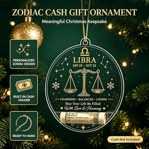 Tierkreiszeichen Weihnachten Geld Ornament Transparent Acryl Astrologie Schild Weihnachtsbaum Hängende Dekorationen Innovative Geldklammer Festliche Xmas Deko Geschenk