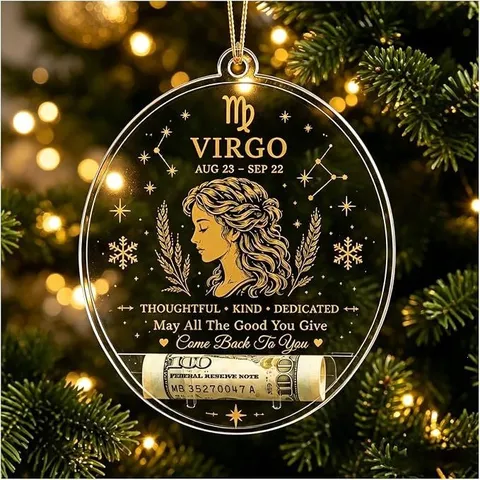 Tierkreiszeichen Weihnachten Geld Ornament Transparent Acryl Astrologie Schild Weihnachtsbaum Hängende Dekorationen Innovative Geldklammer Festliche Xmas Deko Geschenk