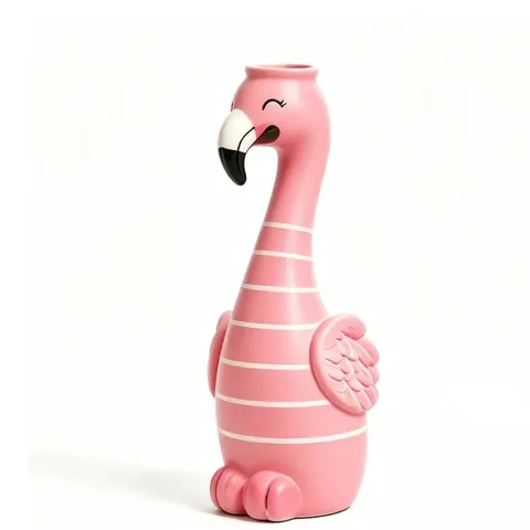 Vase Créatif en Résine Forme Flamant Rose Cygne Figurine d'Oiseau Sculpture Minimaliste Moderne Pot de Fleur Cadeau Décoration Maison
