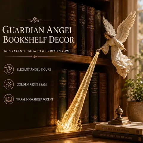 Décor de Faisceau de Bibliothèque Ange Faisceau Doré Figurine D'Ange Suspendue Ornement de Bureau Décor de Lumière de Bibliothèque Statue en Résine Maison Cadeau