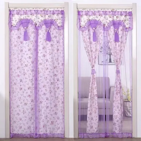 Dubbellaags Stoffen Deurgordijn Gaas Kant Bloemen Privacy Scherm Muggennet Woonkamer Slaapkamer Huisdecoratie