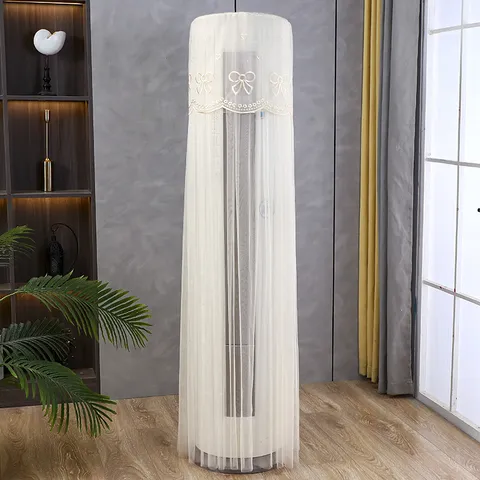Lace Embroidered Standing Air Conditioner Cover Dustproof Vertical Cylinder AC Cover With Tassels Home Decor