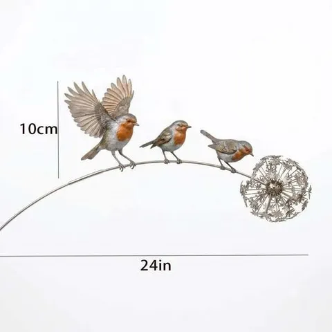 Metal Bird Garden Stake With Dandelion Robin Cardinal Owl Highland Cow Outdoor Iron Yard Decor For Patio Lawn Decorative Ornaments