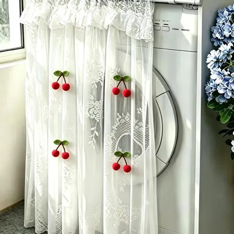 White Lace Washing Machine Dust Cover Balcony Sunshade Protector With Floral Pattern And Delicate Lace Trim For Home Appliance Decoration