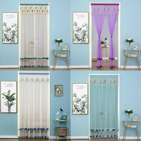 Lace Yarn Embroidered Anti-Mosquito Door Curtain Modern Minimalist Bedroom Shading Curtain