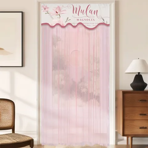 Double Layer Lace Anti Mosquito Door Curtain Punch Free Velcro Bedroom Decorative Privacy Mesh Gauze Curtain