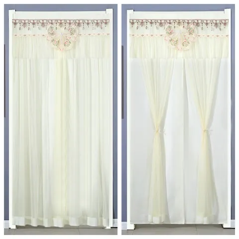 Lace Butterfly Double Layer Blackout Door Curtain Anti-Mosquito Punch-Free Partition Curtain For Living Room Bedroom Home Decor