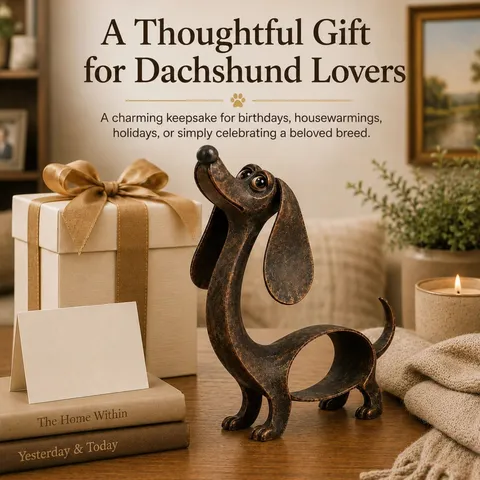 Figura de Dachshund de Bronce Retro Escultura de Animal de Resina Impresa en 3D Adorno de Escritorio Moderno Minimalista Regalo