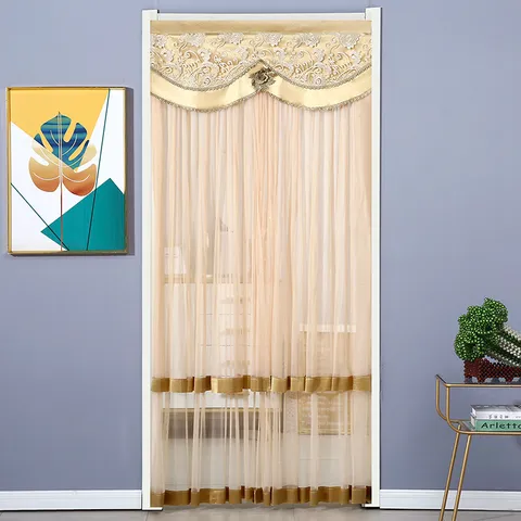 European Double Layer Mesh Door Curtain Lace Embroidery Anti-Mosquito Door Screen Partition For Bedroom Home Decor