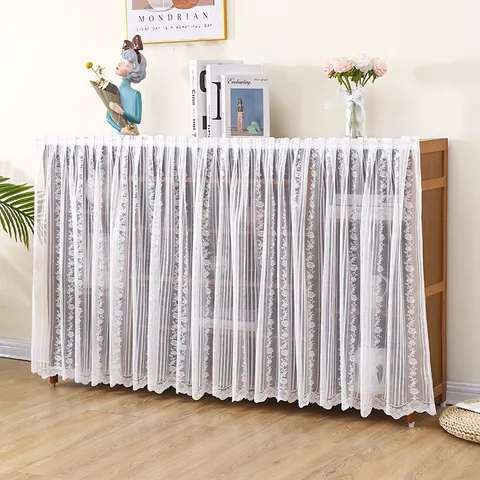 Lace Fabric Dust Proof Curtain For Bookshelf Shoe Rack Cabinet Wardrobe Transparent Floral Decorative Cover Home Decor