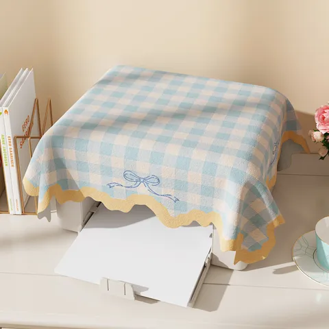 Housse Anti-poussière Polyvalente Nappe Style Crème Motif Grille Protecteur en Tissu Pour Imprimante Table Basse Textile Maison