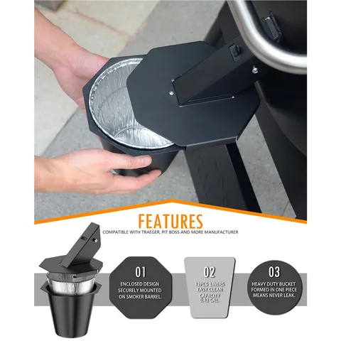 Verbesserter Smoker Fettauffangeimer Mit Deckel Fettauffangschale Für Grill Smoker Metall Fettbehälter Mit Aluminiumfolien-Einsätzen Für Den Außenbereich