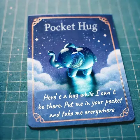 Pocket Hug Resin Figurine With Inspirational Greeting Card Encouragement Gift For Friends Family Heartwarming Animal Ornament