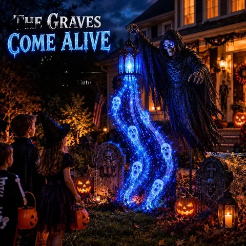 Solar Garden Stake Lights Soul Harvester Ghost Lamp Christmas Snowman LED Outdoor Decoration Waterproof Halloween Grave Yard Decor