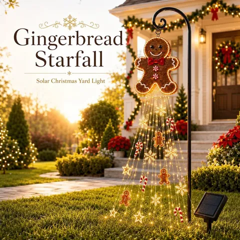 Solar Gingerbread Man Pathway Lights Outdoor Christmas Garden Stake Lights LED Waterproof Landscape Lighting For Yard Path Decor